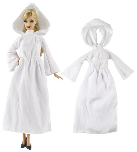 11寸30厘米外贸娃娃服装白色裙子 连帽修女长袍 玩具洋娃娃衣服
